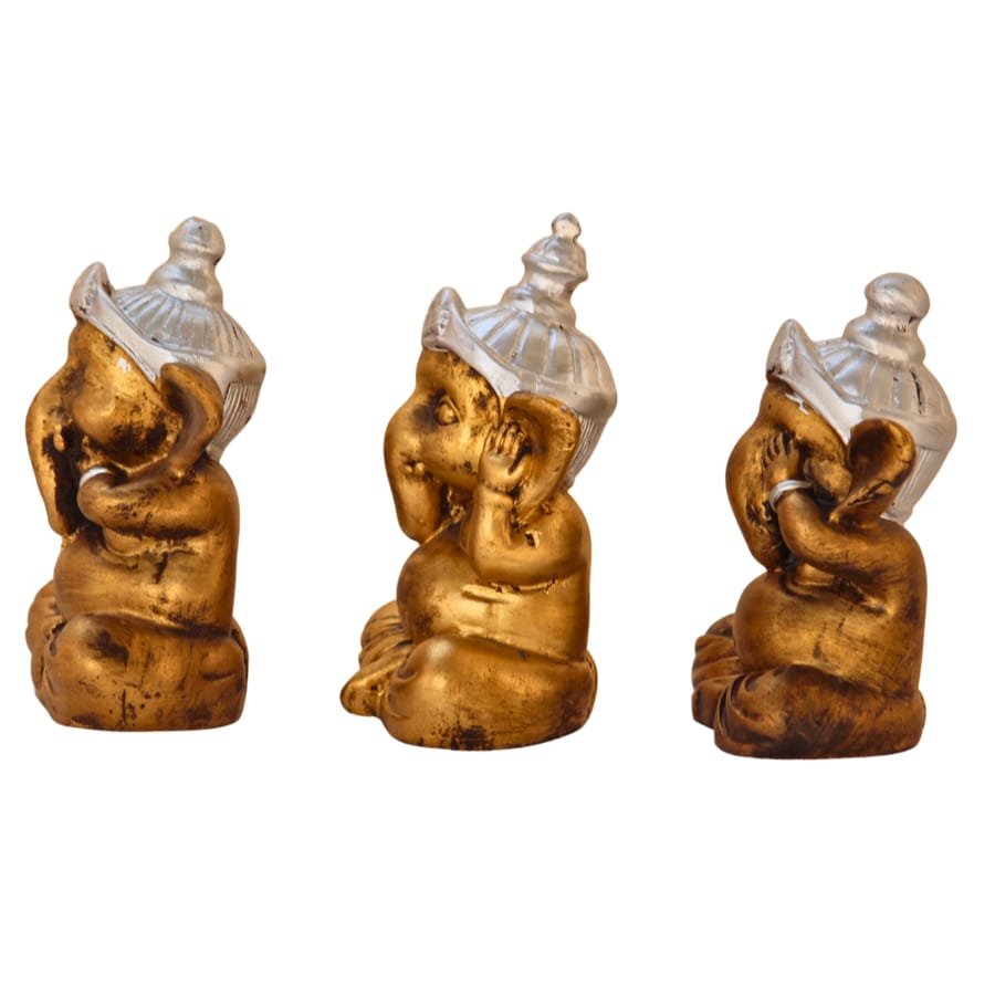 Set of 3 Lord Ganesh Statue Corporate Gifts, Wedding Gifts photo 5