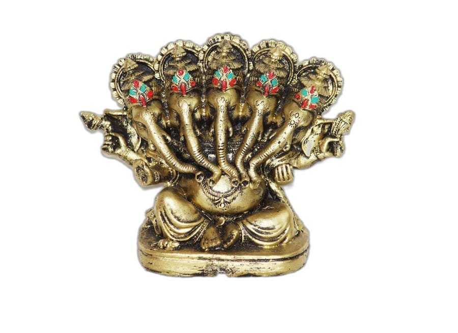 Golden Punchmukhi Ganesh Idol Statue Manufacturer Corporate Gifts, Wedding Gifts photo 2