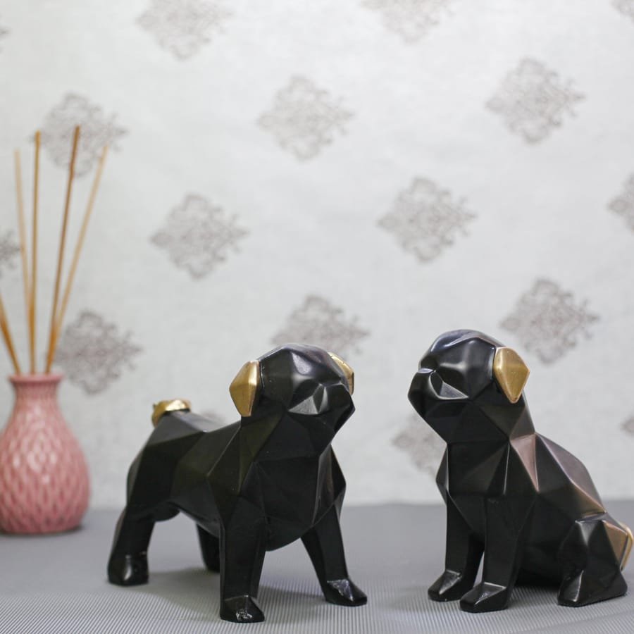 Handicrafts Resin Black Pair Of Dog Showpiece Manufacturer And Wholesaler