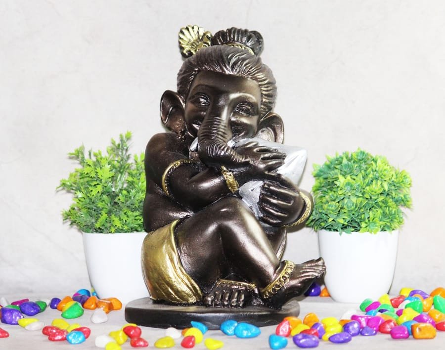 Sitting Posture Ganesh Golden Statue Corporate Gifts, Wedding Gifts photo 2