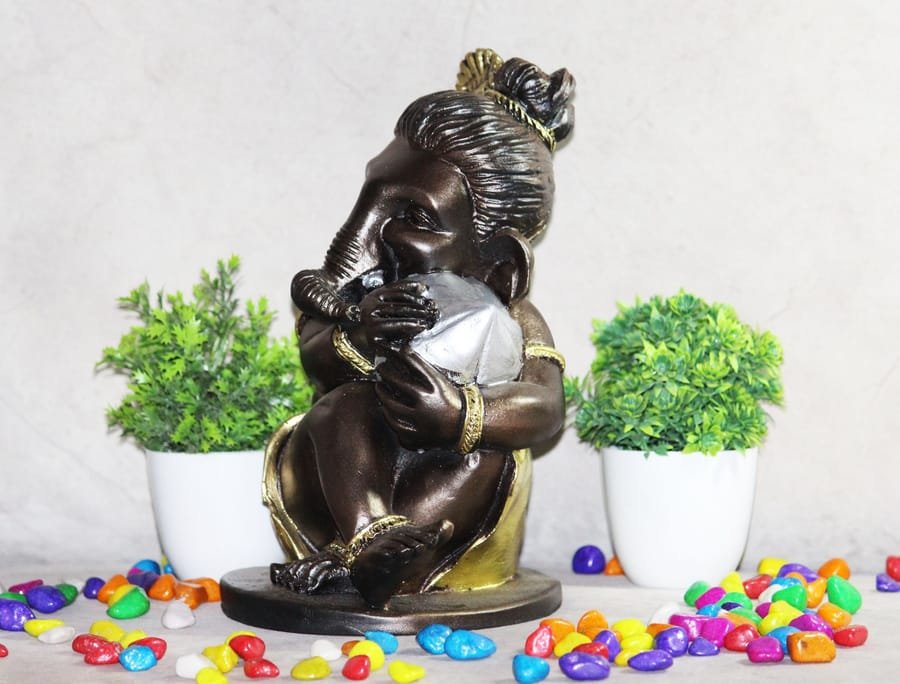 Sitting Posture Ganesh Golden Statue Corporate Gifts, Wedding Gifts photo 3