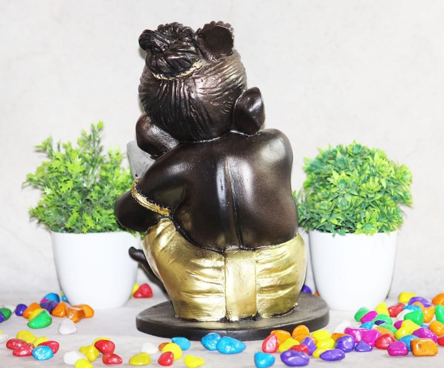 Sitting Posture Ganesh Golden Statue Corporate Gifts, Wedding Gifts photo 5