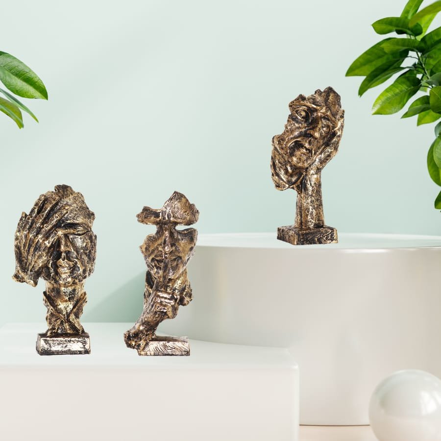 Set of 3 Resin Face Showpiece Corporate Gifts, Wedding Gifts