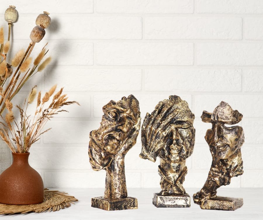 Set of 3 Resin Face Showpiece Corporate Gifts, Wedding Gifts photo 2